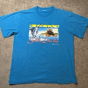 Vintage Princess Cruises Cabo Mexico Ocean Fishing Marlin T-Shirt Mens XL Blue